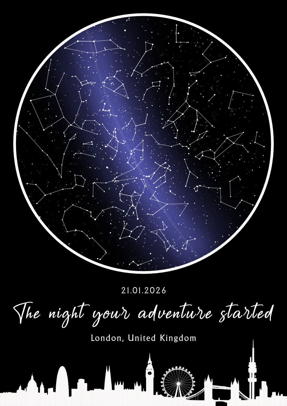 Personalised star map — London example
