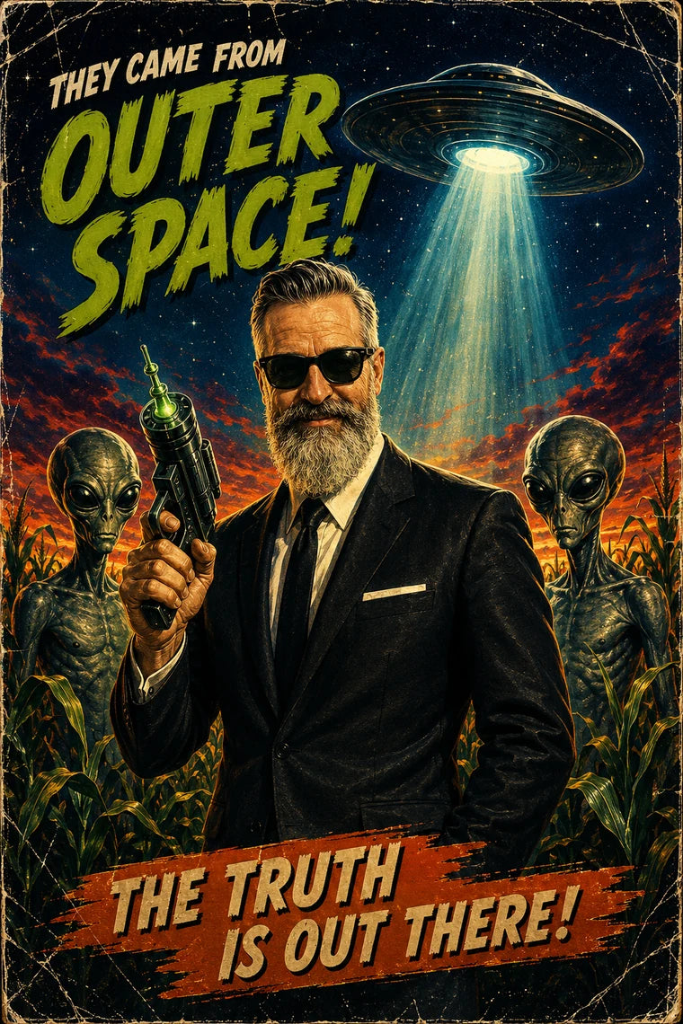 The Retro UFO Lover personalised portrait